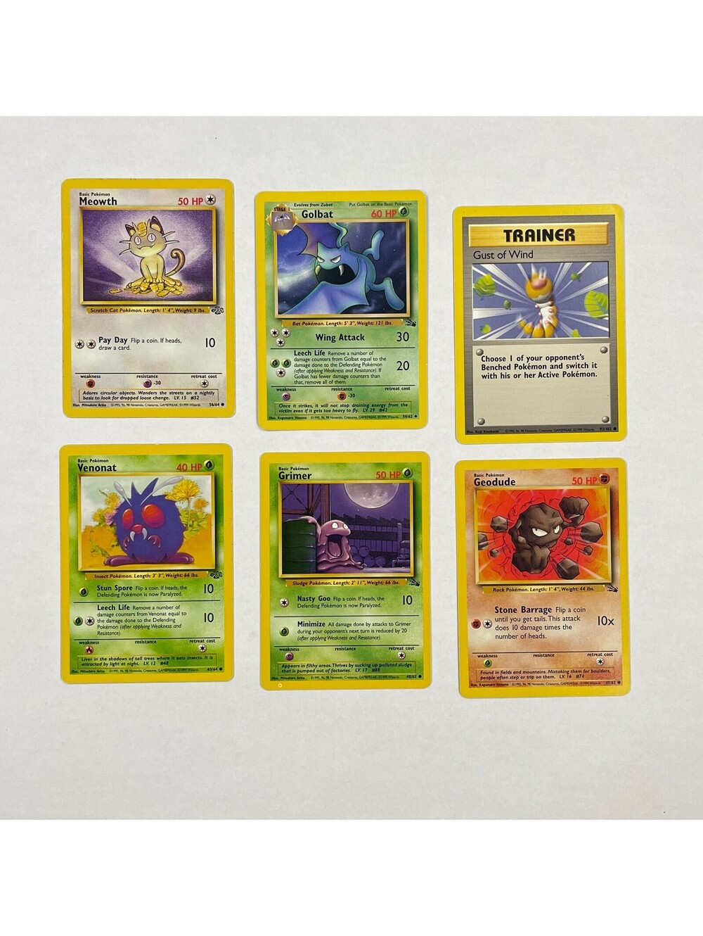1999 Pokemon Wizards Of The Coast 6 Card Lot